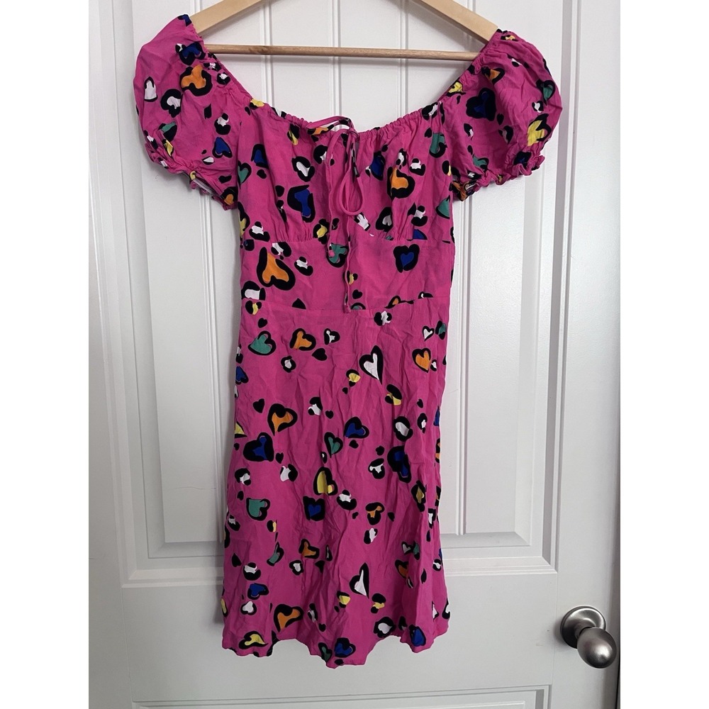 Cabana By Crown & Ivy Pink Heart Design Sundress Size XS Lisa Frank Style 503